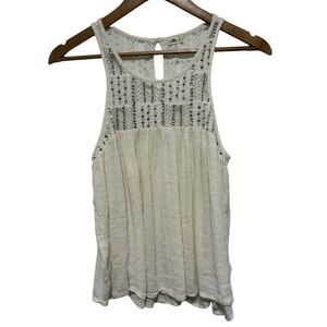 Vintage Y2K Hollister Womens XS Ivory Sequin Sleeveless Delicate Lace Cami